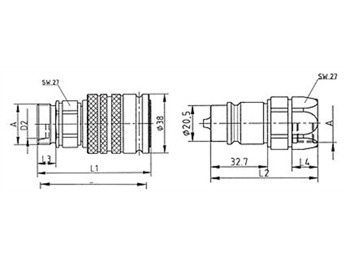 Rychlospojka kuličková lehká řada DN13, prodloužený vnější závit M16x1,5, těsnění na kužel, 250bar, -25°C/+100°C, ocel